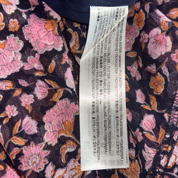 MNG (Mango) floral maxi dress, S with long sheer sleeves purple-pink‎ flowers - Picture 12 of 13